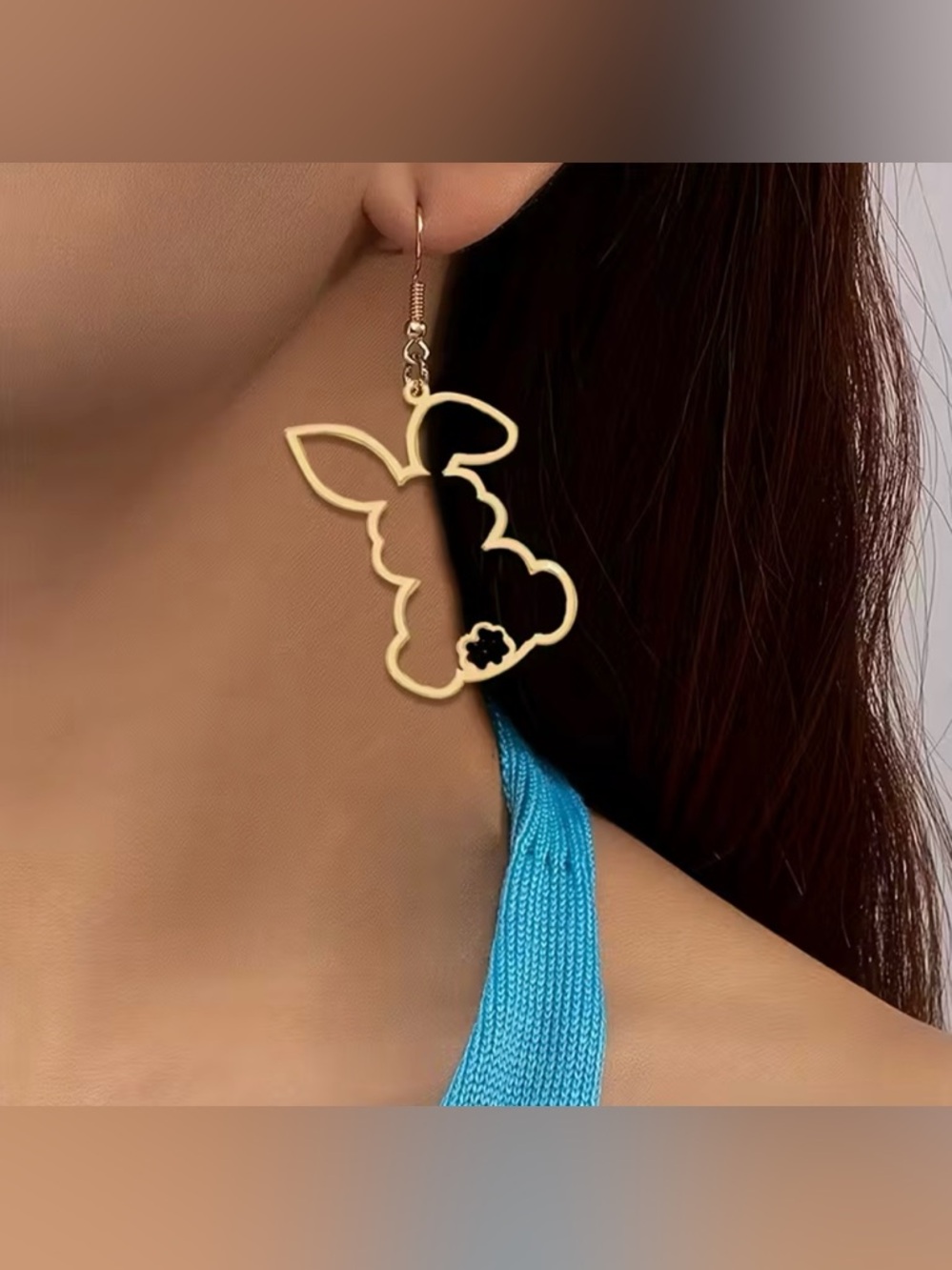 Bunny Rabbit Dangle Drop Earrings Modern New Adorable